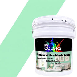 $1078.67 - 1Pza, 19L, Pintura Vinílica Mate, Exterior, Secado 30 min, Color Menta., MXMNZ-001, Empaque: 27X37X30 cm, 27kg, Envío: 0 Días