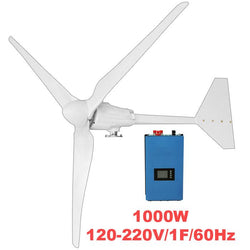 $80453.42 - Generador 1000W, 48V, Vientos de 2.5 a 45 m/s, 3 Aspas, -40°C a 80°C , Inversor 1000W, 120-220V, 1F, 60Hz, On Grid. , MXHPK-001, Empaque: 120X83X34 cm, 50kg, Envío: 20 Días