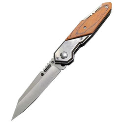 $428.25 - 1Pza, Cuchilla Plegable Automática, Mango Plata/Plástico Tipo Madera, Cuchilla Plata., MXSWF-001, Empaque: 22X5X1 cm, .110kg, Envío: 20 Días