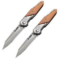 $826.50 - 2Pzas, Cuchilla Plegable Automática, Mango Plata/Plástico Tipo Madera, Cuchilla Plata. , MXSWF-002, Empaque: 24X6X4 cm, 0.22kg, Envío: 20 Días