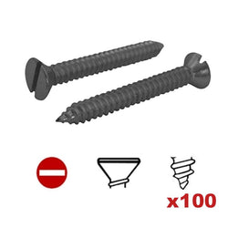 $88.69 - 100Pzs, #10, 4.8mmØ, Long: 1"/25.4mm, Cab.Flat,Ent.Slotted,Punta:Pija., MXFLA-102, Empaque: 8X8X10 cm, 0.3kg, Envío: 8 Días