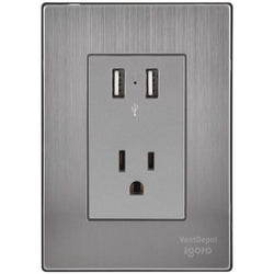 $217.63 - 1Pza, USBx2/Contacto, 110/125-250VCA, 15A, 50/60Hz, 5VDC, 2.1A, Plateado, Acero Inoxidable/PC., MXIOL-001, Empaque: 9X14X6 cm, 0.090kg, Envío: 0 Días