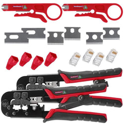 $1218.29 - 2Pzas, 2 Pinzas Ponchadoras, 2 Pelacables, 4 Protectores RJ45, 4 Conectores RJ45, 6 Navajas de Repuesto., MXCNA-002, Empaque: 10X21X6 cm, 0.656kg, Envío: 0 Días