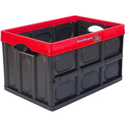 $413.78 - 1Pza, 60L, 59.7x40.6x33.7cm, Apilable y Colapsable, Polietileno, Negro/Rojo., MXIRW-001, Empaque: 62X10X43 cm, 3kg, Envío: 0 Días
