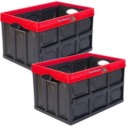 $797.55 - 2Pzas, 60L, 59.7x40.6x33.7cm, Apilable y Colapsable, Polietileno, Negro/Rojo., MXIRW-002, Empaque: 62X20X43 cm, 5kg, Envío: 0 Días