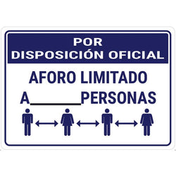 $115.37 - 35x50 cm, Limite de Personas, Acabado Normal., MXCOV-002, Empaque: 53X38X1 cm, 0.18kg, Envío: 6 Días