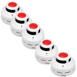 $1987.02 - 5Pzas, Alarma Visual Roja, Sensor Humo, 85 a 105dB,-10 a 50°C, Blanco, Bateria 9V no incluida., MXSMO-002, Empaque: 11X55X14 cm, 0.54kg, Envío: 0 Días