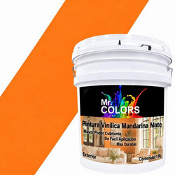 $1078.67 - 1Pza, 19L, Pintura Vinílica Mate, Exterior, Secado 30 min, Color Mandarina., MXTNX-001, Empaque: 27X37X30 cm, 27kg, Envío: 0 Días