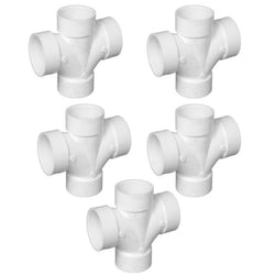 $507.02 - 5 Pzas, 110x110mm Ø, Tee Doble, Blanco, PVC., MXTED-002, Empaque: 30X30X30 cm, 0.1kg, Envío: 12 Días