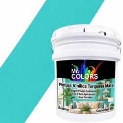 $1078.67 - 1Pza, 19L, Pintura Vinílica Mate, Exterior, Secado 30 min, Color Turquesa., MXTQP-001, Empaque: 27X37X30 cm, 27kg, Envío: 0 Días