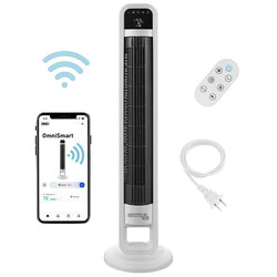 $1421.81 - 1Pza, 53W, 127V, 60Hz, 0.4A, 5 Velocidades, 4 Modos, Control Remoto, Wi-Fi, Tipo Torre, Plástico, Blanco., MXOMB-001, Empaque: 28X97X28 cm, 3.5kg, Envío: 0 Días