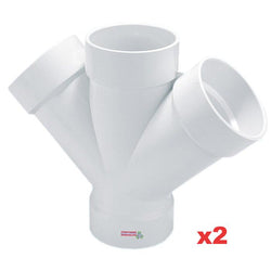 $390.94 - 2 Pzas, 110x110x110mm Ø, Yee Doble, Blanco, PVC., MXYED-002, Empaque: 15X15X15 cm, 0.04kg, Envío: 12 Días