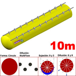 MXYER-2500, 40"Ø, 23349 a 35024m3/hr, Difusión MultiFlow, Amarillo Canario, Sujeción 9 y 3, Difusión 6 y 8, Longitud 10 m., 2.7 kg, Dimensiones con Empaque: 105X105X55 cm, Tiempo de Entrega: 0 a 10 Días hábiles, $5857.17 MXN