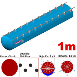 MXYER-3401, 52"Ø, 39460 a 59190m3/hr, Difusión MultiFlow, Azul Cielo, Sujeción 9 y 3, Difusión  4,6 y 8, Longitud 1 m., 0.33 kg, Dimensiones con Empaque: 135X135X10 cm, Tiempo de Entrega: 0 a 10 Días hábiles, $1495.60 MXN