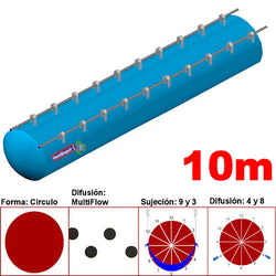 MXYER-5414, 80"Ø, 93397 a 140095m3/hr, Difusión MultiFlow, Azul Cielo, Sujeción 9 y 3, Difusión 4 y 8, Longitud 10 m., 4.7 kg, Dimensiones con Empaque: 205X205X55 cm, Tiempo de Entrega: 0 a 10 Días hábiles, $11176.24 MXN