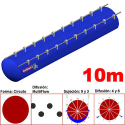 MXYER-4412, 66"Ø, 63568 a 95352m3/hr, Difusión MultiFlow, Azul, Sujeción 9 y 3, Difusión 4 y 8, Longitud 10 m., 4.0 kg, Dimensiones con Empaque: 170X170X55 cm, Tiempo de Entrega: 0 a 10 Días hábiles, $9357.00 MXN