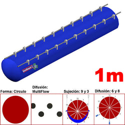 MXYER-4413, 66"Ø, 63568 a 95352m3/hr, Difusión MultiFlow, Azul, Sujeción 9 y 3, Difusión 6 y 8, Longitud 1 m., 0.4 kg, Dimensiones con Empaque: 170X170X10 cm, Tiempo de Entrega: 0 a 10 Días hábiles, $1782.44 MXN
