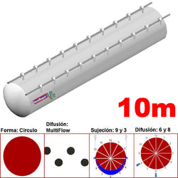 MXYER-1600, 28"Ø, 11441 a 17162m3/hr, Difusión MultiFlow, Blanco, Sujeción 9 y 3, Difusión 6 y 8, Longitud 10 m., 2.1 kg, Dimensiones con Empaque: 75X75X55 cm, Tiempo de Entrega: 0 a 10 Días hábiles, $4297.84 MXN