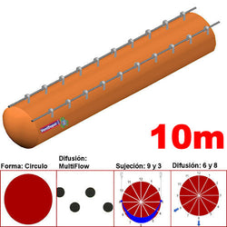 MXYER-2200, 36"Ø, 18913 a 28369m3/hr, Difusión MultiFlow, Naranja Claro, Sujeción 9 y 3, Difusión 6 y 8,  Longitud 10 m., 2.5 kg, Dimensiones con Empaque: 95X95X55 cm, Tiempo de Entrega: 0 a 10 Días hábiles, $5337.40 MXN