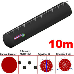 MXYER-0002, 6"Ø, 525 a 788m3/hr, Difusión MultiFlow, Negro, Sujeción 12, Difusión 4 y 8, Longitud 10 m., 1 kg, Dimensiones con Empaque: 20X20X55 cm, Tiempo de Entrega: 0 a 10 Días hábiles, $1556.48 MXN