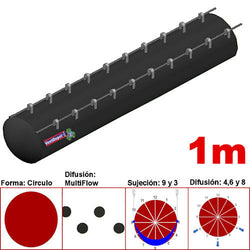 MXYER-1301, 24"Ø, 8406 a 12609m3/hr, Difusión MultiFlow, Negro, Sujeción 9 y 3, Difusión 4,6 y 8, Longitud 1 m., 0.19 kg, Dimensiones con Empaque: 65X65X10 cm, Tiempo de Entrega: 0 a 10 Días hábiles, $983.57 MXN