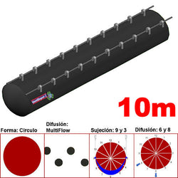 MXYER-1300, 24"Ø, 8406 a 12609m3/hr, Difusión MultiFlow, Negro, Sujeción 9 y 3, Difusión 6 y 8, Longitud 10 m. , 1.9 kg, Dimensiones con Empaque: 65X65X55 cm, Tiempo de Entrega: 0 a 10 Días hábiles, $3778.06 MXN