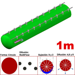 MXYER-2801, 44"Ø, 28252 a 42379m3/hr, Difusión MultiFlow, Verde Limón, Sujeción 9 y 3, Difusión  4,6 y 8, Longitud 1 m., 0.29 kg, Dimensiones con Empaque: 115X115X10 cm, Tiempo de Entrega: 0 a 10 Días hábiles, $1365.66 MXN