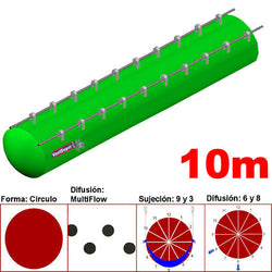 MXYER-2800, 44"Ø, 28252 a 42379m3/hr, Difusión MultiFlow, Verde Limón, Sujeción 9 y 3, Difusión 6 y 8, Longitud 10 m., 2.9 kg, Dimensiones con Empaque: 115X115X55 cm, Tiempo de Entrega: 0 a 10 Días hábiles, $6437.58 MXN