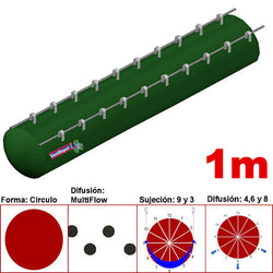 MXYER-3101, 48"Ø, 33623 a 50434m3/hr, Difusión MultiFlow, Verde Oscuro, Sujeción 9 y 3, Difusión  4,6 y 8, Longitud 1 m., 0.31 kg, Dimensiones con Empaque: 125X125X10 cm, Tiempo de Entrega: 0 a 10 Días hábiles, $1430.63 MXN