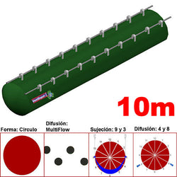 MXYER-5114, 76"Ø, 84290 a 126436m3/hr, Difusión MultiFlow, Verde Oscuro, Sujeción 9 y 3, Difusión 4 y 8, Longitud 10 m., 4.5 kg, Dimensiones con Empaque: 195X195X55 cm, Tiempo de Entrega: 0 a 10 Días hábiles, $909.67 MXN