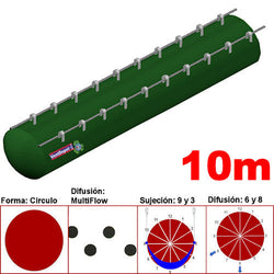 MXYER-3100, 48"Ø, 33623 a 50434m3/hr, Difusión MultiFlow, Verde Oscuro, Sujeción 9 y 3, Difusión 6 y 8, Longitud 10 m., 3.1 kg, Dimensiones con Empaque: 125X125X55 cm, Tiempo de Entrega: 0 a 10 Días hábiles, $6957.37 MXN