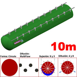 MXYER-3812, 58"Ø, 49092 a 73637m3/hr, Difusión MultiFlow, Verde Pasto, Sujeción 9 y 3, Difusión 4 y 8, Longitud 10 m., 3.6 kg, Dimensiones con Empaque: 150X150X55 cm, Tiempo de Entrega: 0 a 10 Días hábiles, $8256.82 MXN