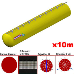 MXUFW-0200, 8"Ø, 934 a 1401m3/hr, Difusión UniFlow, Amarillo, Sujeción 12, Difusión 4 y 8, Longitud 10 m., 1.1 kg, Dimensiones con Empaque: 25X25X55 cm, Tiempo de Entrega: 0 a 10 Días hábiles, $1906.51 MXN