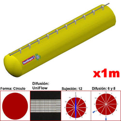 MXUFW-0201, 8"Ø, 934 a 1401m3/hr, Difusión UniFlow, Amarillo, Sujeción 12, Difusión 6 y 8, Longitud 1 m., 0.11 kg, Dimensiones con Empaque: 25X25X10 cm, Tiempo de Entrega: 0 a 10 Días hábiles, $640.08 MXN