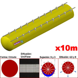 MXUFW-1500, 26"Ø, 9865 a 14798m3/hr, Difusión UniFlow, Amarillo, Sujeción 9 y 3, Difusión  4,6 y 8,  Longitud 10 m., 2.0 kg, Dimensiones con Empaque: 70X70X55 cm, Tiempo de Entrega: 0 a 10 Días hábiles, $4420.56 MXN