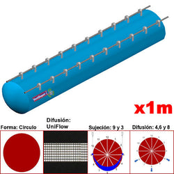 MXUFW-3401, 52"Ø, 39460 a 59190m3/hr, Difusión UniFlow, Azul Cielo, Sujeción 9 y 3, Difusión  4,6 y 8, Longitud 1 m., 0.33 kg, Dimensiones con Empaque: 135X135X10 cm, Tiempo de Entrega: 0 a 10 Días hábiles, $1593.17 MXN