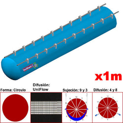 MXUFW-2101, 34"Ø, 16870 a 25305m3/hr, Difusión UniFlow, Azul Cielo, Sujeción 9 y 3, Difusión 4 y 8, Longitud 1 m., 0.24 kg, Dimensiones con Empaque: 90X90X10 cm, Tiempo de Entrega: 0 a 10 Días hábiles, $1205.71 MXN