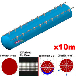 MXUFW-3400, 52"Ø, 39460 a 59190m3/hr, Difusión UniFlow, Azul Cielo, Sujeción 9 y 3, Difusión 6 y 8, Longitud 10 m., 3.3 kg, Dimensiones con Empaque: 135X135X55 cm, Tiempo de Entrega: 0 a 10 Días hábiles, $8257.55 MXN