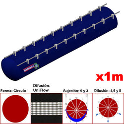 MXUFW-3701, 56"Ø, 45764 a 68646 m3/hr, Difusión UniFlow, Azul Marino, Sujeción 9 y 3, Difusión  4,6 y 8, Longitud 1 m., 0.35 kg, Dimensiones con Empaque: 145X145X10 cm, Tiempo de Entrega: 0 a 10 Días hábiles, $1665.78 MXN