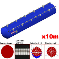 MXUFW-4700, 70"Ø, 71507 a 107260m3/hr, Difusión UniFlow, Azul, Sujeción 9 y 3, Difusión 4 y 8, Longitud 10 m., 4.2 kg, Dimensiones con Empaque: 180X180X55 cm, Tiempo de Entrega: 0 a 10 Días hábiles, $10932.59 MXN