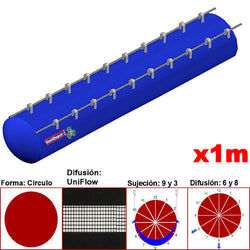 MXUFW-4701, 70"Ø, 71507 a 107260m3/hr, Difusión UniFlow, Azul, Sujeción 9 y 3, Difusión 6 y 8, Longitud 1 m., 0.42 kg, Dimensiones con Empaque: 180X180X10 cm, Tiempo de Entrega: 0 a 10 Días hábiles, $1980.59 MXN