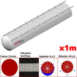 MXUFW-5201, 78"Ø, 88785 a 133178m3/hr, Difusión UniFlow, Blanco, Sujeción 9 y 3, Difusión  4,6 y 8, Longitud 1 m., 0.46 kg, Dimensiones con Empaque: 200X200X10 cm, Tiempo de Entrega: 0 a 10 Días hábiles, $2125.84 MXN