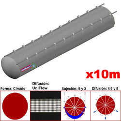 MXUFW-3900, 60"Ø, 52536 a 78803m3/hr, Difusión UniFlow, Gris Perla, Sujeción 9 y 3, Difusión 4,6 y 8, Longitud 10 m., 3.7 kg, Dimensiones con Empaque: 155X155X55 cm, Tiempo de Entrega: 0 a 10 Días hábiles, $9419.51 MXN