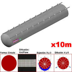 MXUFW-2600, 42"Ø, 25742 a 38614m3/hr, Difusión UniFlow, Gris Perla, Sujeción 9 y 3, Difusión 4 y 8, Longitud 10 m., 2.8 kg, Dimensiones con Empaque: 110X110X55 cm, Tiempo de Entrega: 0 a 10 Días hábiles, $6744.46 MXN