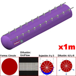 MXUFW-4601, 68"Ø, 67479 a 101219m3/hr, Difusión UniFlow, Lila, Sujeción 9 y 3, Difusión  4,6 y 8, Longitud 1 m., 0.41 kg, Dimensiones con Empaque: 175X175X10 cm, Tiempo de Entrega: 0 a 10 Días hábiles, $1944.30 MXN