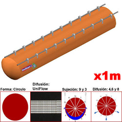 MXUFW-2201, 36"Ø, 18913 a 28369m3/hr, Difusión UniFlow, Naranja Claro, Sujeción 9 y 3, Difusión  4,6 y 8, Longitud 1 m., 0.25 kg, Dimensiones con Empaque: 95X95X10 cm, Tiempo de Entrega: 0 a 10 Días hábiles, $1242.04 MXN