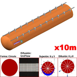 MXUFW-2200, 36"Ø, 18913 a 28369m3/hr, Difusión UniFlow, Naranja Claro, Sujeción 9 y 3, Difusión 6 y 8,  Longitud 10 m., 2.5 kg, Dimensiones con Empaque: 95X95X55 cm, Tiempo de Entrega: 0 a 10 Días hábiles, $5873.00 MXN