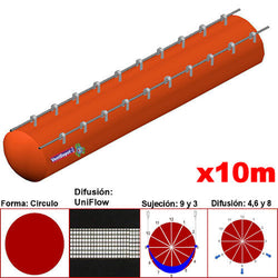 MXUFW-4800, 72"Ø, 75651 a 113477m3/hr, Difusión UniFlow, Naranja, Sujeción 9 y 3, Difusión  4,6 y 8, Longitud 10 m., 4.3 kg, Dimensiones con Empaque: 185X185X55 cm, Tiempo de Entrega: 0 a 10 Días hábiles, $11223.08 MXN