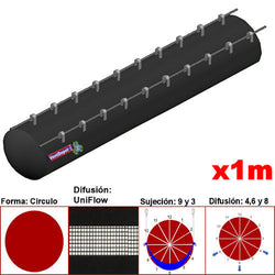 MXUFW-1301, 24"Ø, 8406 a 12609m3/hr, Difusión UniFlow, Negro, Sujeción 9 y 3, Difusión 4,6 y 8, Longitud 1 m., 0.19 kg, Dimensiones con Empaque: 65X65X10 cm, Tiempo de Entrega: 0 a 10 Días hábiles, $1024.16 MXN