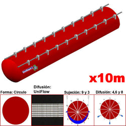 MXUFW-2700, 42"Ø, 25742 a 38614m3/hr, Difusión UniFlow, Rojo Claro, Sujeción 9 y 3, Difusión  4,6 y 8, Longitud 10 m., 2.8 kg, Dimensiones con Empaque: 110X110X55 cm, Tiempo de Entrega: 0 a 10 Días hábiles, $6744.46 MXN